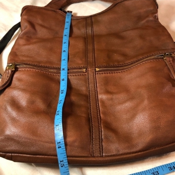 Fossil Erin Foldover Brown Leather Crossbody Tote Vintage - Picture 11 of 14